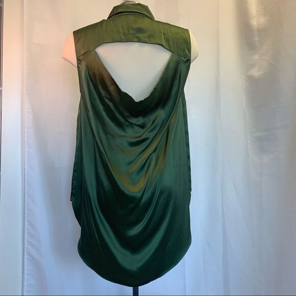 Elizabeth and James Womens Misaki Green Silk Button-Down Top Blouse M - Picture 6 of 9